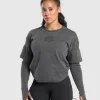 Gymshark T-shirts & Tops*Premium Legacy Washed 2-in-1 Long Sleeve Black