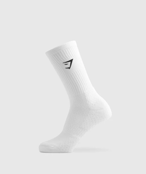 Gymshark Crew Socks*Premium Sharkhead Crew Single White