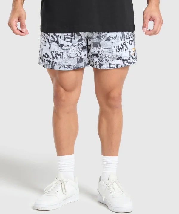 Gymshark Shorts*Printed Mesh 5" Shorts White