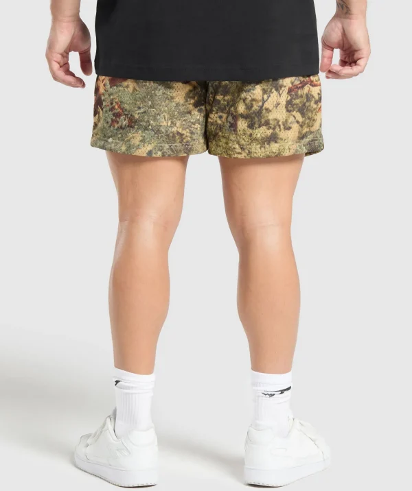 Gymshark Shorts*Printed Mesh 5" Shorts SandBeige