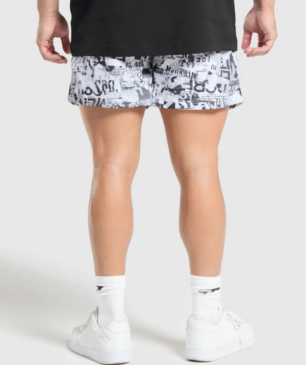 Gymshark Shorts*Printed Mesh 5" Shorts White