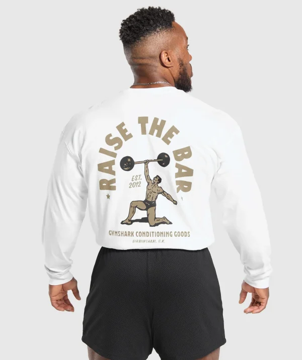 Gymshark T-shirts & Tops*Raise The Bar Long Sleeve T-Shirt White