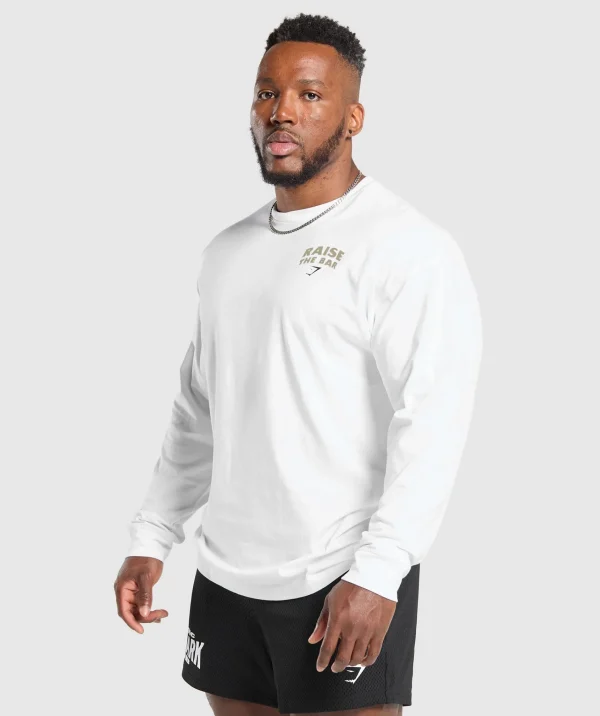 Gymshark T-shirts & Tops*Raise The Bar Long Sleeve T-Shirt White