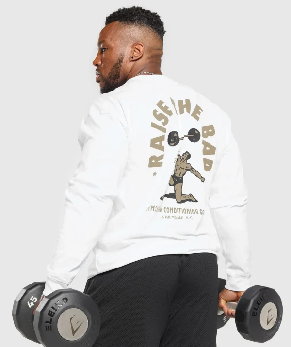 Gymshark T-shirts & Tops*Raise The Bar Long Sleeve T-Shirt White