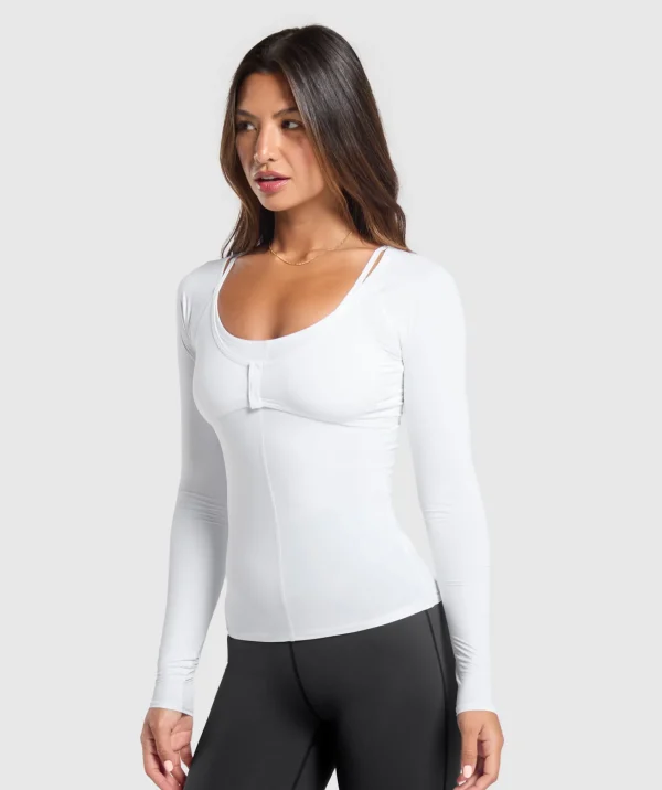 Gymshark T-shirts & Tops*Rest Day Buttery Soft Long Sleeve Top White