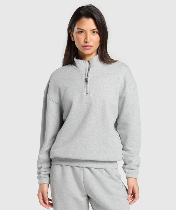 Gymshark Hoodies & Sweatshirts*Rest Day Sweats 2.0 1/4 Zip Pullover LightGreyCoreMarl