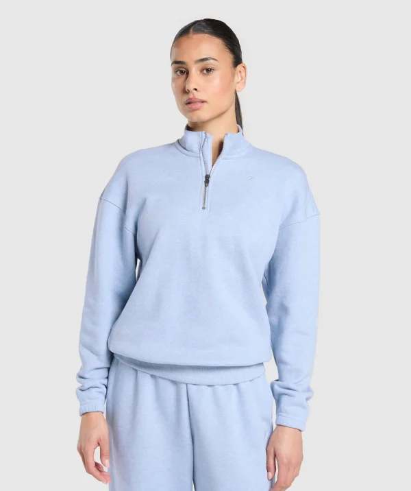 Gymshark Hoodies & Sweatshirts*Rest Day Sweats 2.0 1/4 Zip Pullover BlueMarl