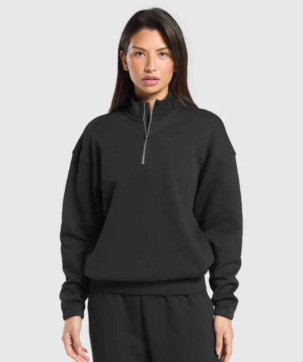 Gymshark Hoodies & Sweatshirts*Rest Day Sweats 2.0 1/4 Zip Pullover Black