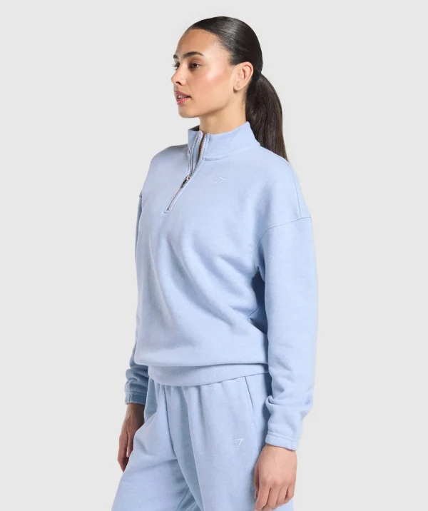 Gymshark Hoodies & Sweatshirts*Rest Day Sweats 2.0 1/4 Zip Pullover BlueMarl