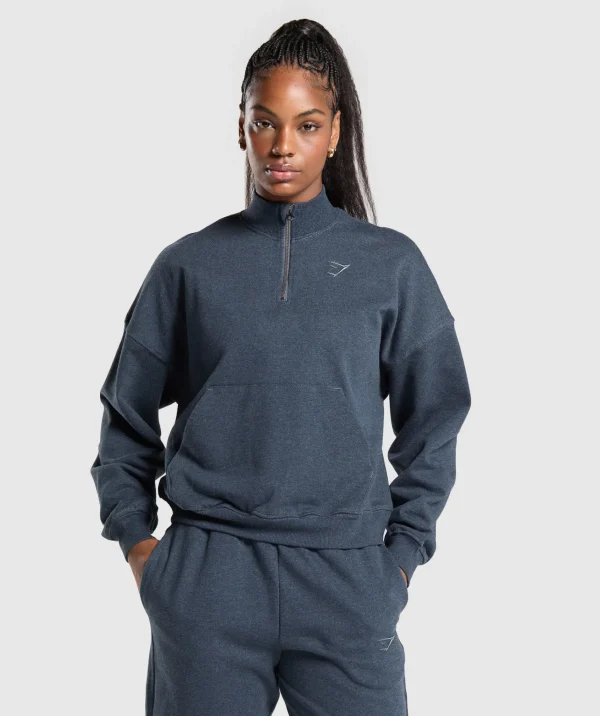 Gymshark Hoodies & Sweatshirts*Rest Day Sweats 1/2 Zip Pullover BrosIndigoBlueMarl