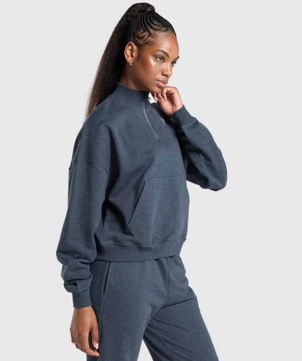 Gymshark Hoodies & Sweatshirts*Rest Day Sweats 1/2 Zip Pullover BrosIndigoBlueMarl