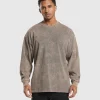 Gymshark T-shirts & Tops*Rest Day Washed Long Sleeve T-Shirt LinenBrown