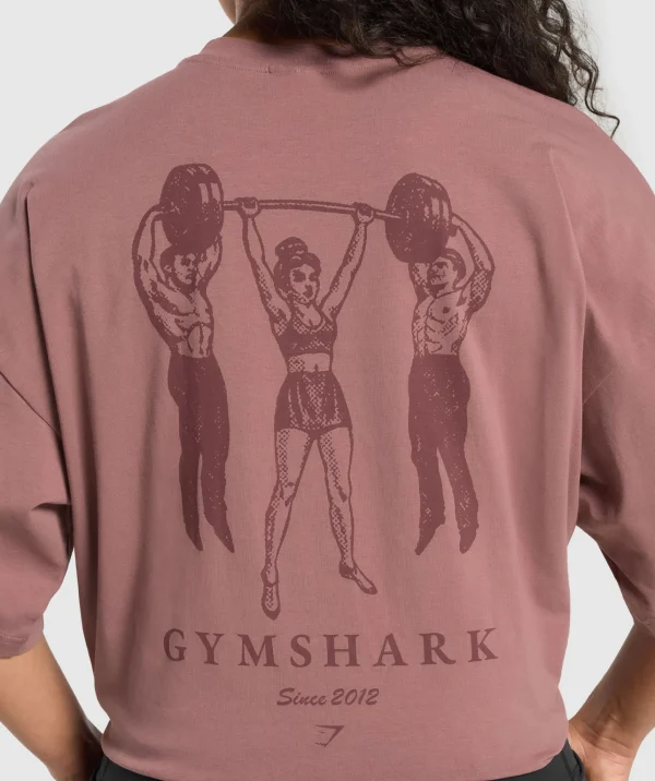 Gymshark T-shirts & Tops*Retro Lifting Oversized T-Shirt BrickBrown