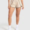 Gymshark Shorts*Retro Waistband Shorts CreamBeige/CamoBrown