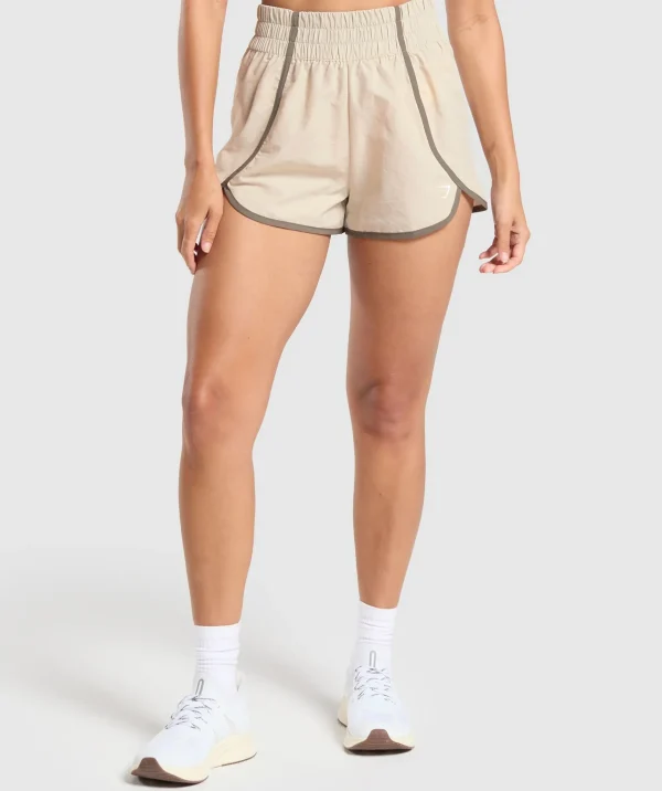 Gymshark Shorts*Retro Waistband Shorts CreamBeige/CamoBrown