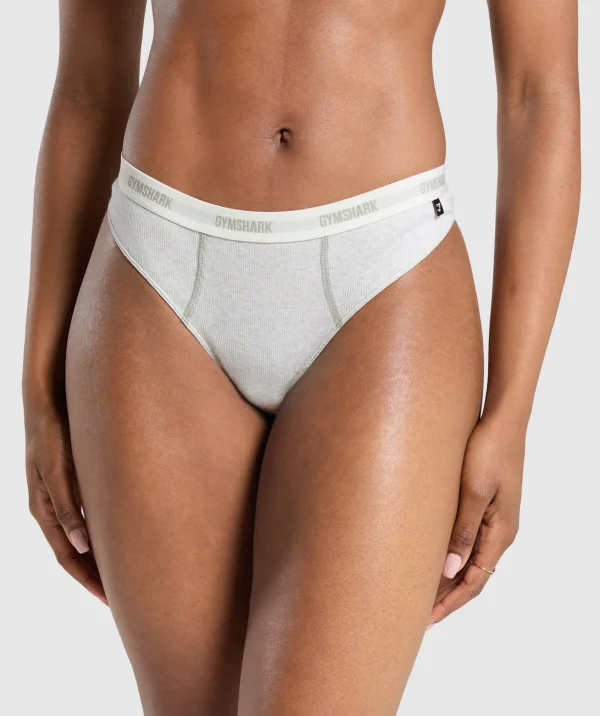 Gymshark Underwear & Basics | Women's Underwear*Rib High Rise Thong BrosFrostWhiteMarl