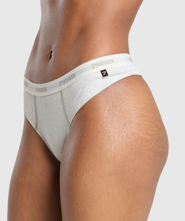 Gymshark Underwear & Basics | Women's Underwear*Rib High Rise Thong BrosFrostWhiteMarl