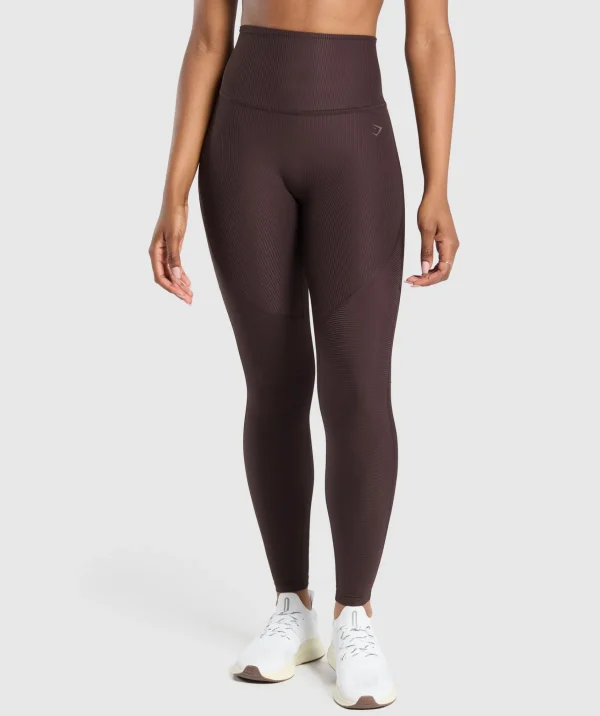 Gymshark Leggings | High-waisted Leggings*Ribbed Leggings HeritageBrown