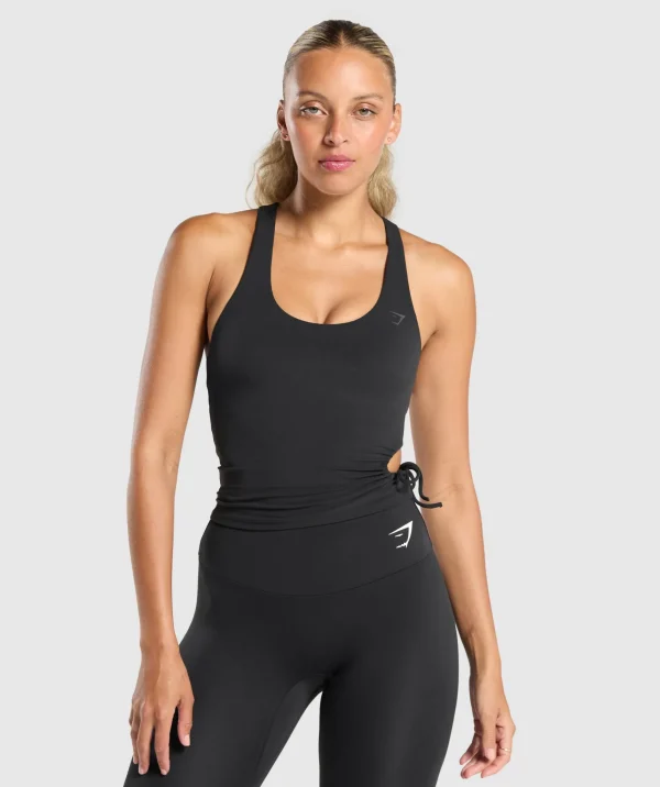 Gymshark Tank Tops | Crop Tops*Ruched Side Tank With Shelf Black