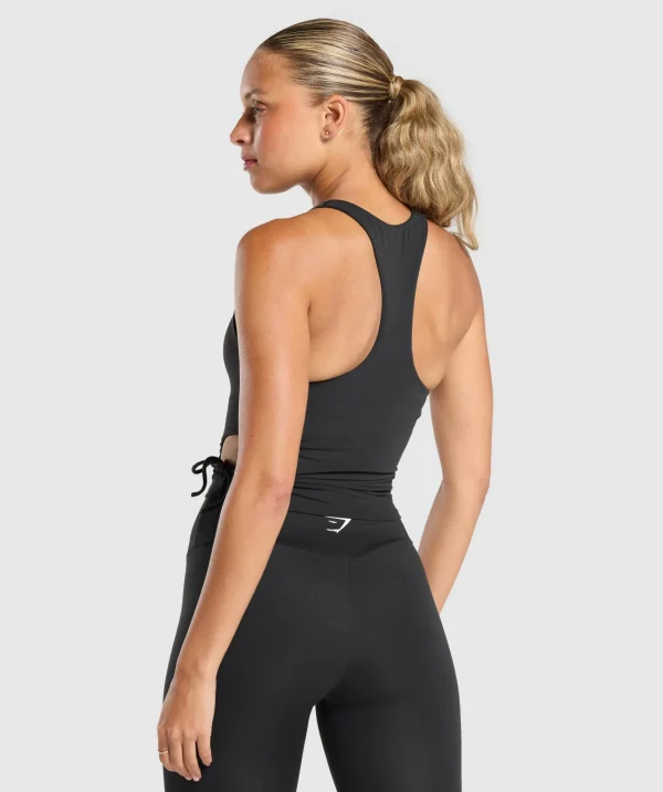 Gymshark Tank Tops | Crop Tops*Ruched Side Tank With Shelf Black