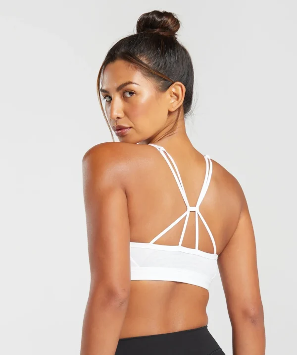 Gymshark Sports Bras*Ruched Strappy Sports Bra White