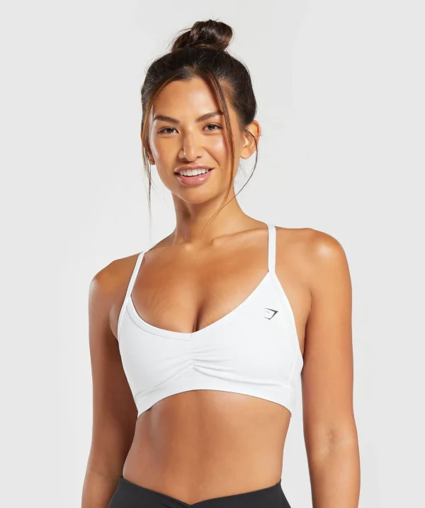 Gymshark Sports Bras*Ruched Strappy Sports Bra White