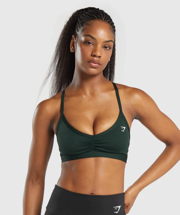 Gymshark Sports Bras*Ruched Strappy Sports Bra VictoryGreen