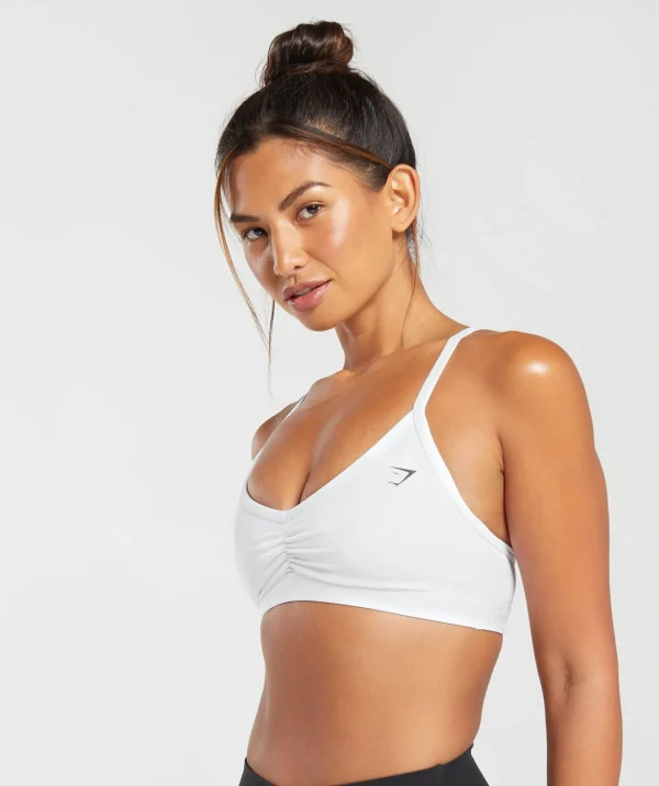 Gymshark Sports Bras*Ruched Strappy Sports Bra White