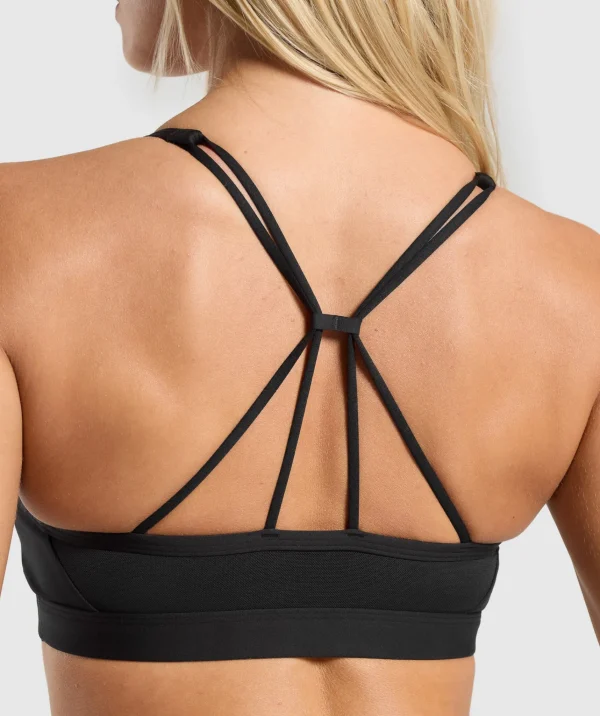 Gymshark Sports Bras*Ruched Strappy Sports Bra Black