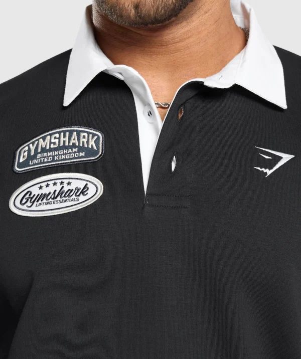 Gymshark T-shirts & Tops*Rugby Shirt Black/White