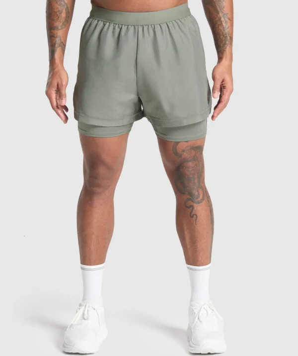 Gymshark Shorts*Running 2 in 1 Shorts UnitGreen