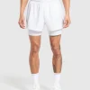 Gymshark Shorts*Running 2 in 1 Shorts White