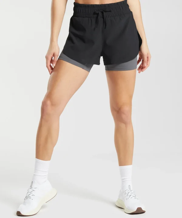 Gymshark Shorts*Running 2 In 1 Shorts Black/SilhouetteGrey