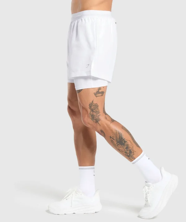 Gymshark Shorts*Running 2 in 1 Shorts White