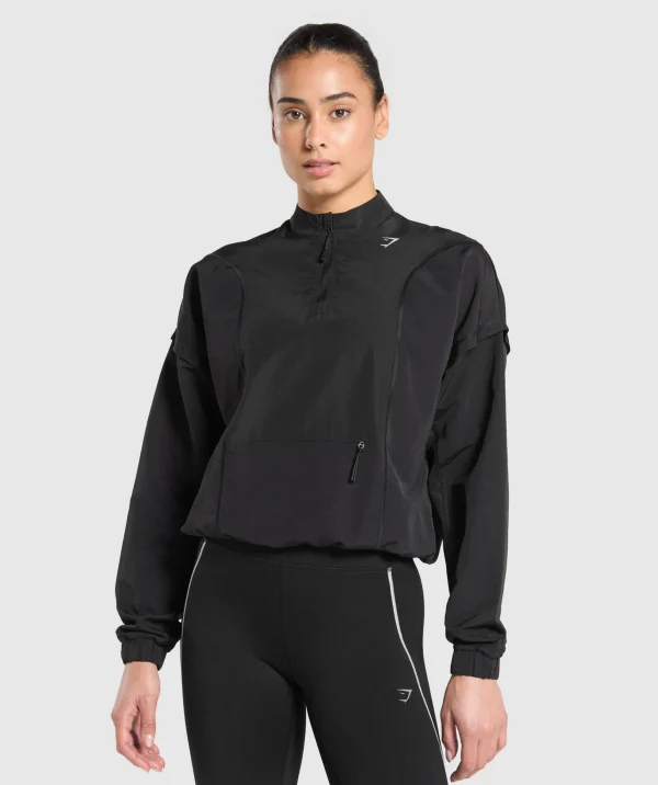 Gymshark Jackets*Running 1/4 Zip Track Top Black