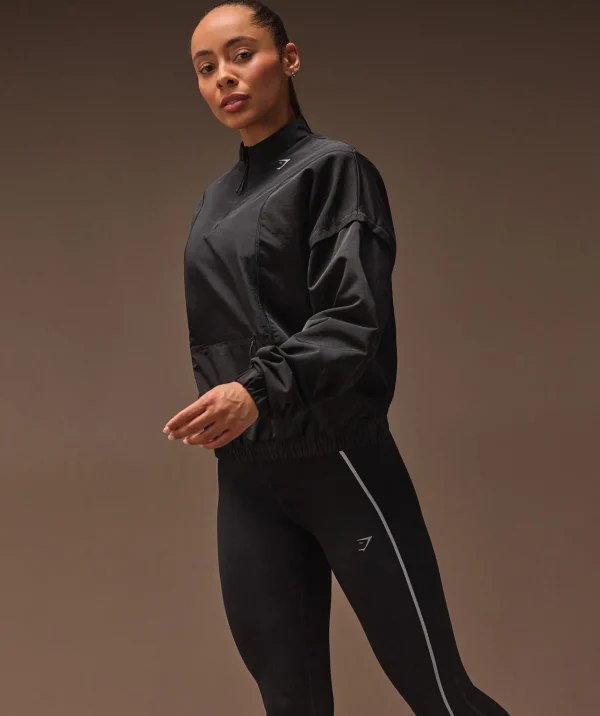 Gymshark Jackets*Running 1/4 Zip Track Top Black