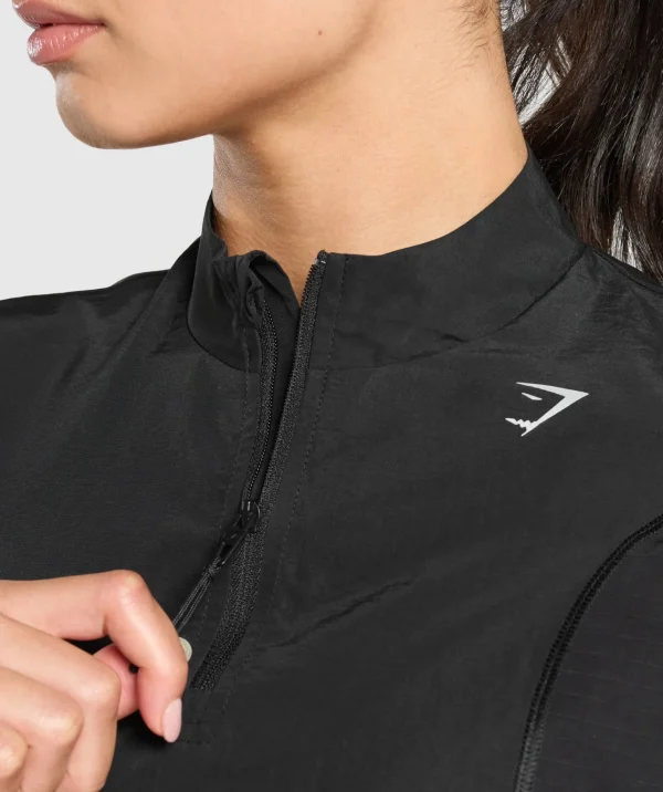 Gymshark Jackets*Running 1/4 Zip Track Top Black