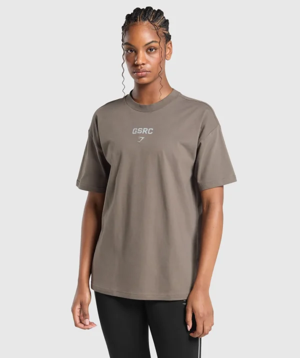 Gymshark T-shirts & Tops*Running Graphic Oversized T-Shirt CamoBrown