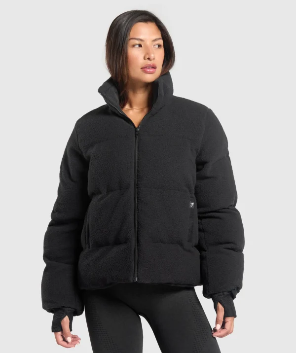 Gymshark Jackets*Sherpa Puffer Jacket Black