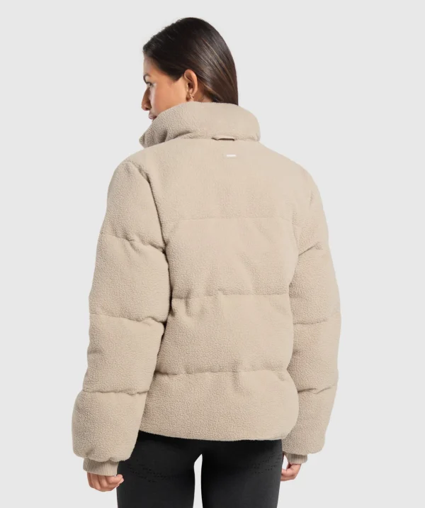 Gymshark Jackets*Sherpa Puffer Jacket SandBrown