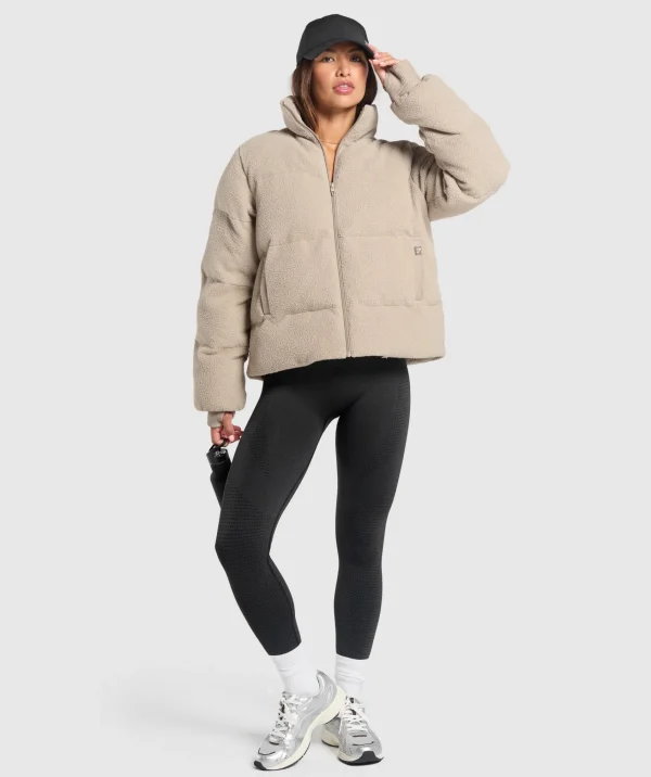 Gymshark Jackets*Sherpa Puffer Jacket SandBrown