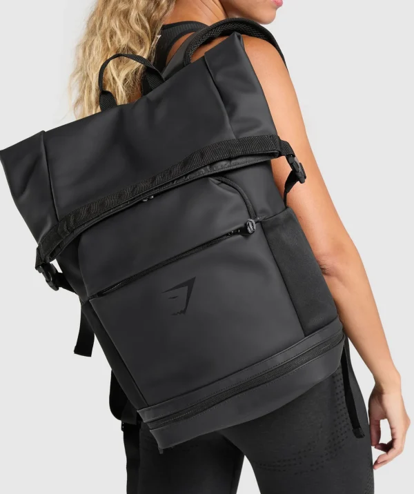 Gymshark Duffel Bags | Backpacks*Sleek Backpack Roll Top Black