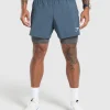 Gymshark Shorts*Sport 5" 2 in 1 Shorts CargoBlue/DarkGrey