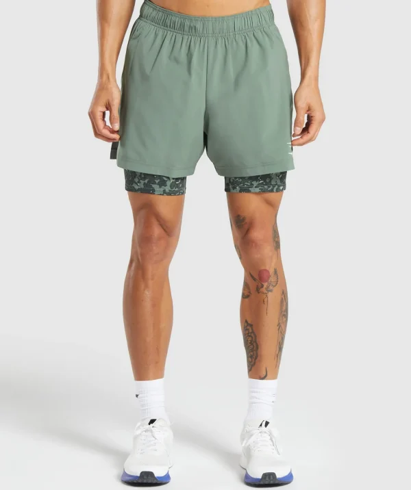 Gymshark Shorts*Sport 5" 2 in 1 Shorts UnitGreen