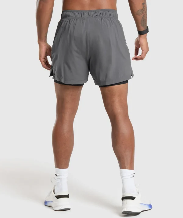 Gymshark Shorts*Sport 5" 2 In 1 Shorts SilhouetteGrey/Black