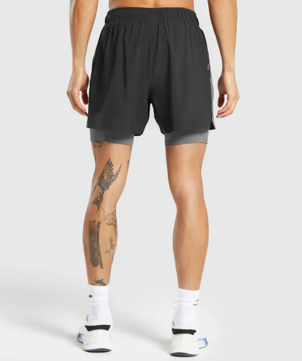 Gymshark Shorts*Sport 5" 2 in 1 Shorts Black/DarkGrey