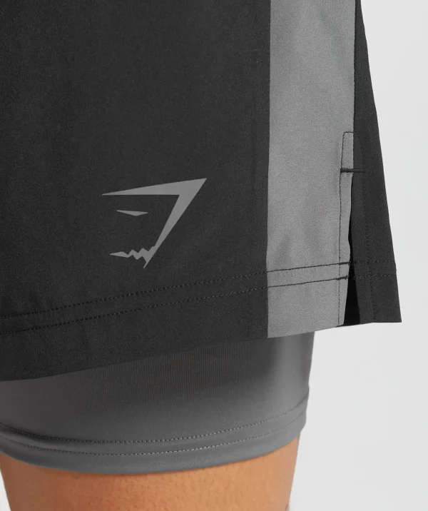 Gymshark Shorts*Sport 5" 2 in 1 Shorts Black/DarkGrey