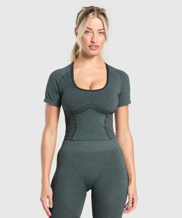 Gymshark T-shirts & Tops*Sport Seamless Midi Top VictoryGreen/DisciplineGreen