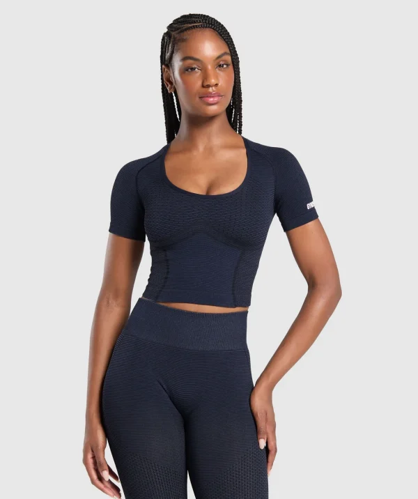 Gymshark T-shirts & Tops*Sport Seamless Midi Top HeavyBlue/IronBlue