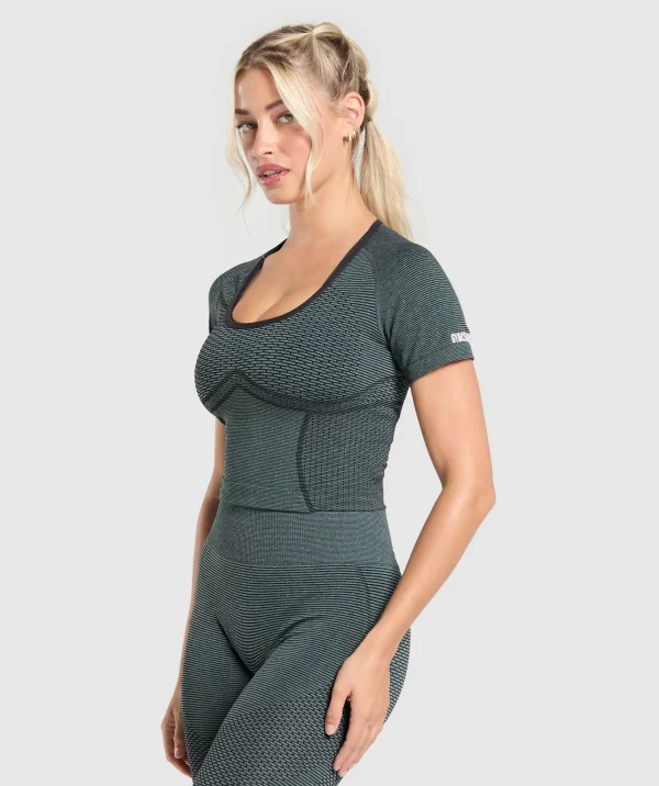 Gymshark T-shirts & Tops*Sport Seamless Midi Top VictoryGreen/DisciplineGreen